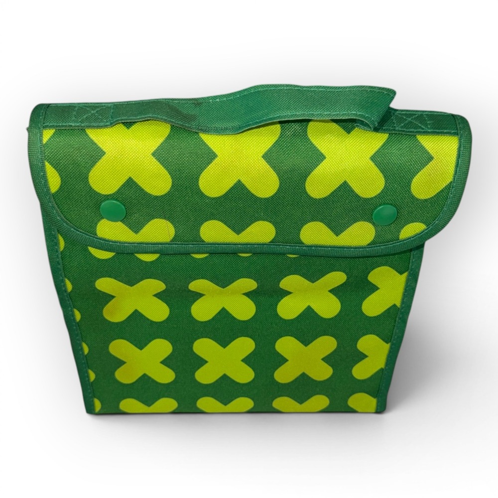 IKEA Erforderlig Insulated Lunch Bag Green Yellow Cross Pattern 702.883.57